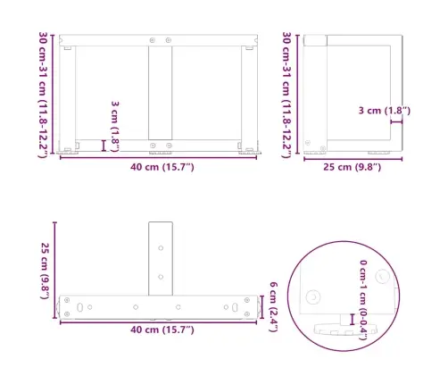 Kafijas Galdiņa Kājas, 2 Gab., T-Veida, Antracīta Krāsā, 40X25X(30-31) Cm, Tērauds Vidaxl