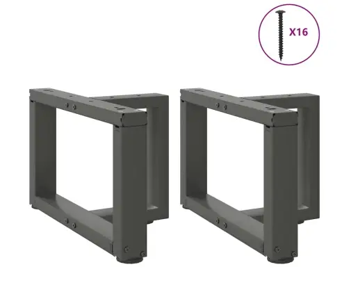 Kafijas Galdiņa Kājas, 2 Gab., T-Veida, Antracīta Krāsā, 50X25X(30-31) Cm, Tērauds Vidaxl