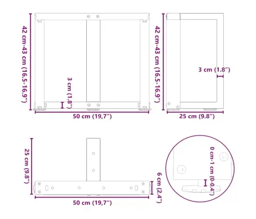 Kohvilaua Jalad T-Kujulised 2 Tk, Antratsiithall, 50 X 25 X (42-43) cm Teras