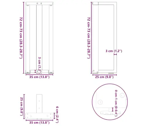 Konsoles Galda Kājas, 2 Gab., T-Veida, Antracīta Krāsā, 38X25X(72-73) Cm, Tērauds Vidaxl