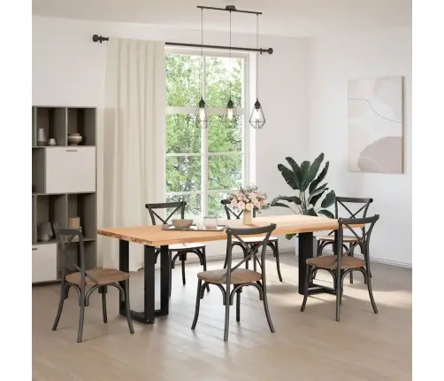 Ēdamgalda Kājas, 2 Gab., T-Veida, Melnas, 50X35X(72-73) Cm, Tērauds Vidaxl