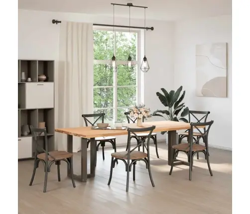 Ēdamgalda Kājas, 2 Gab., T-Veida, Melnas, 50X35X(72-73) Cm, Tērauds Vidaxl