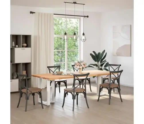 Valgomojo Stalo Kojelės, 2 Vnt., Baltos, 60X35X(72-73) cm Plienas, T Formos