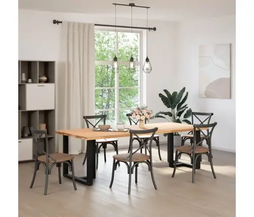 Ēdamgalda Kājas, 2 Gab., T-Veida, Melnas, 70X35X(72-73) Cm, Tērauds Vidaxl