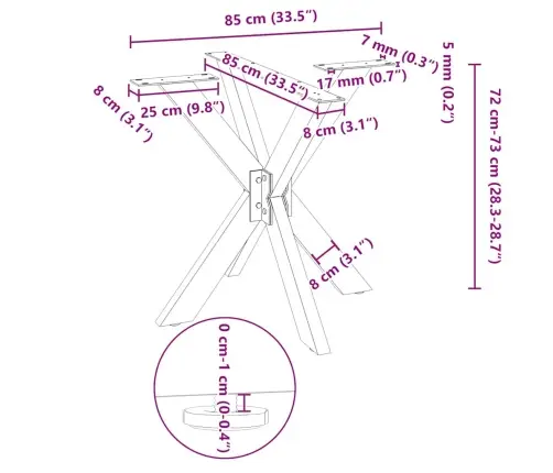 Söögilaua Jalg, Ämblikukujuline, Must, 85 X 85 X (72–73) cm Teras