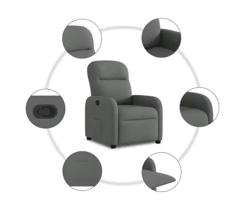 Atpūtas Krēsls, Atgāžams, Tumši Pelēks Audums Vidaxl