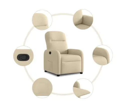 Atpūtas Krēsls, Atgāžams, Krēmkrāsas Audums Vidaxl