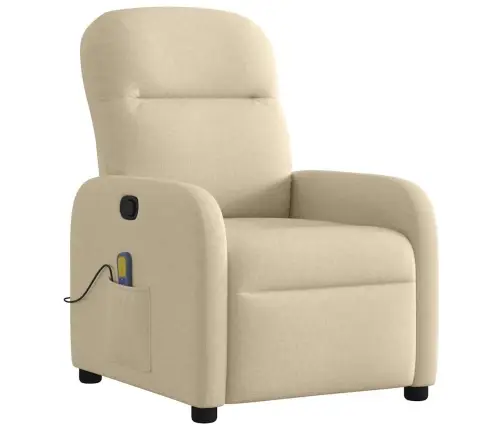 Masāžas Krēsls, Atgāžams, Krēmkrāsas Audums Vidaxl