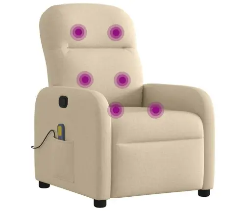 Masāžas Krēsls, Atgāžams, Krēmkrāsas Audums Vidaxl