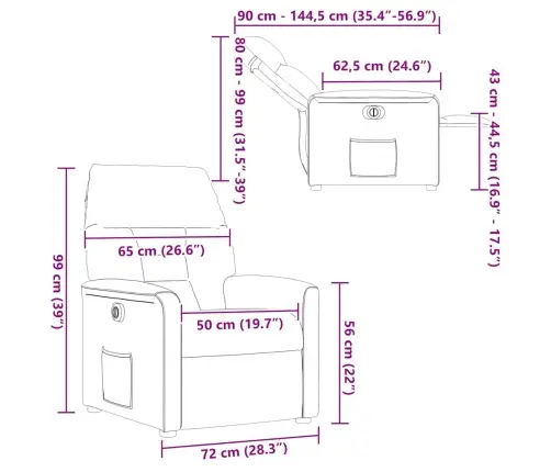 Masāžas Krēsls, Atgāžams, Melns Audums Vidaxl