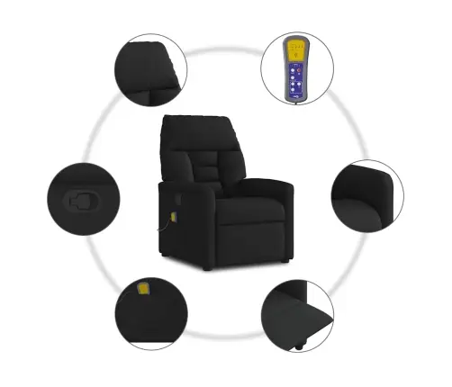 Masāžas Krēsls, Atgāžams, Melns Audums Vidaxl