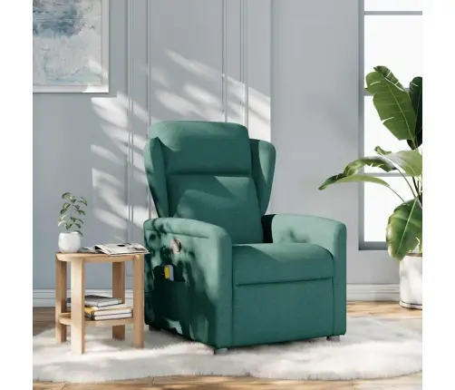 Masāžas Krēsls, Atgāžams, Tumši Zaļš Audums Vidaxl