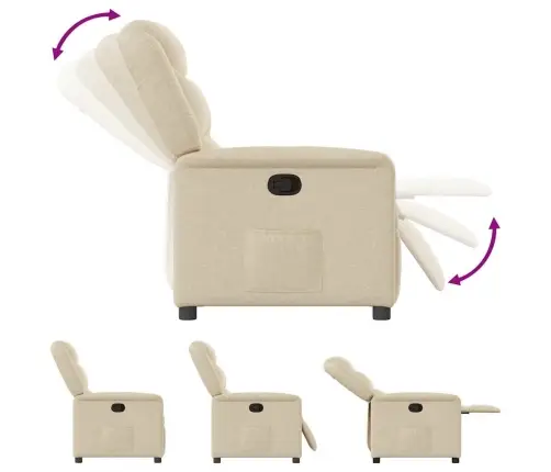 Atpūtas Krēsls, Atgāžams, Krēmkrāsas Audums Vidaxl