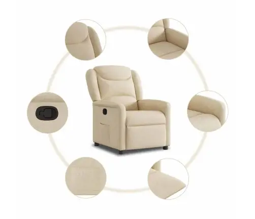 Atpūtas Krēsls, Atgāžams, Krēmkrāsas Audums Vidaxl