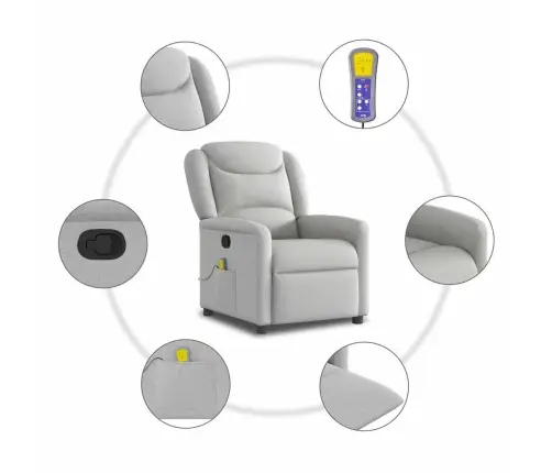 Massage Recliner Tool Cloud Grey Fabric
