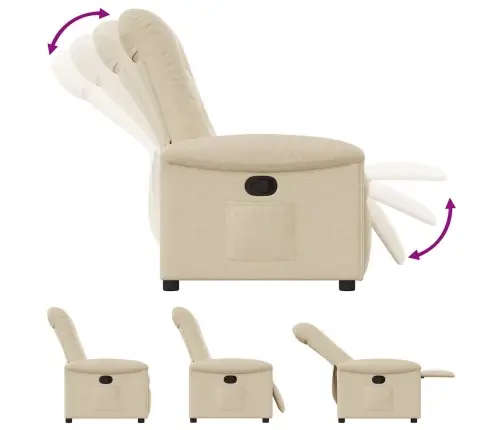 Atpūtas Krēsls, Atgāžams, Krēmkrāsas Audums Vidaxl