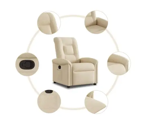Atpūtas Krēsls, Atgāžams, Krēmkrāsas Audums Vidaxl