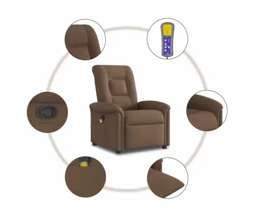 Atlošiamas Masažinis Krėslas, Rudos Spalvos, Audinys Atlošiamas Masažinis Krėslas, Rudos Spalvos, Audinys