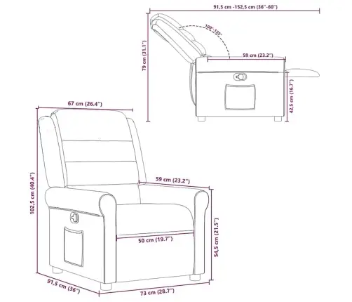 Atpūtas Krēsls, Atgāžams, Brūns Audums Vidaxl