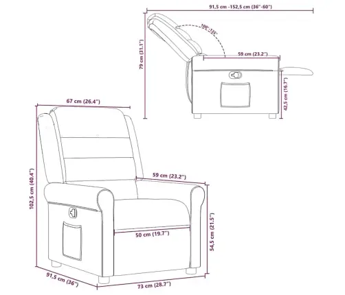 Atpūtas Krēsls, Atgāžams, Krēmkrāsas Audums Vidaxl