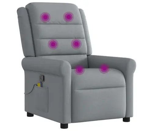 Masāžas Krēsls, Atgāžams, Gaiši Pelēks Audums Vidaxl