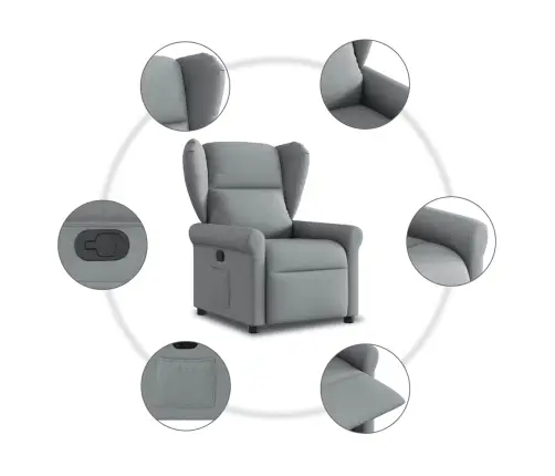 Atlošiamas Krėslas, Šviesiai Pilkos Spalvos, Audinys