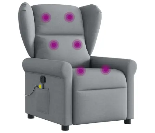 Masāžas Krēsls, Atgāžams, Gaiši Pelēks Audums Vidaxl