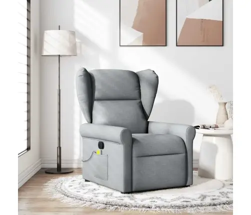 Masāžas Krēsls, Atgāžams, Gaiši Pelēks Audums Vidaxl