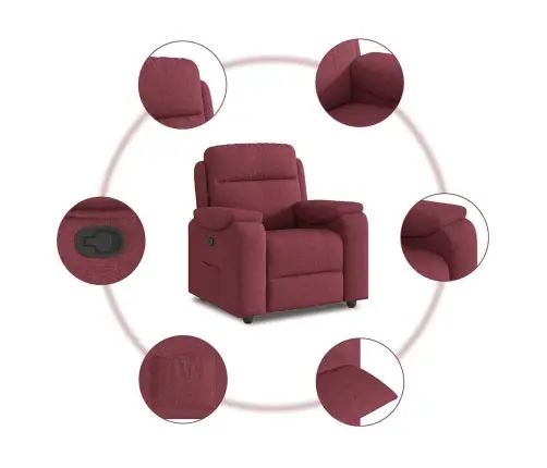 Atpūtas Krēsls, Atgāžams, Vīnsarkans Audums Vidaxl