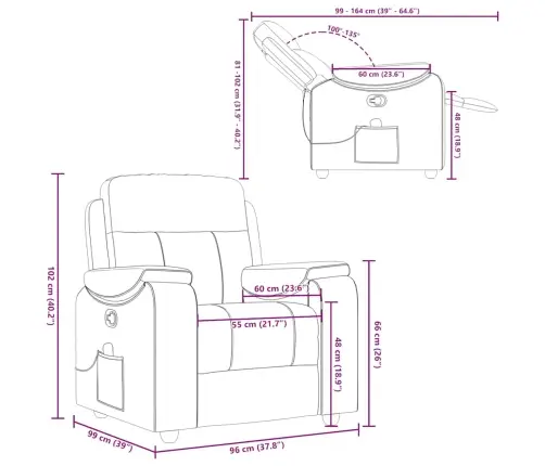 Atlošiamas Masažinis Krėslas, Tamsiai Pilkos Spalvos, Audinys Atlošiamas Masažinis Krėslas, Tamsiai Pilkos Spalvos, Audinys