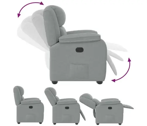 Atpūtas Krēsls, Atgāžams, Gaiši Pelēks Audums Vidaxl Atpūtas Krēsls, Atgāžams, Gaiši Pelēks Audums Vidaxl