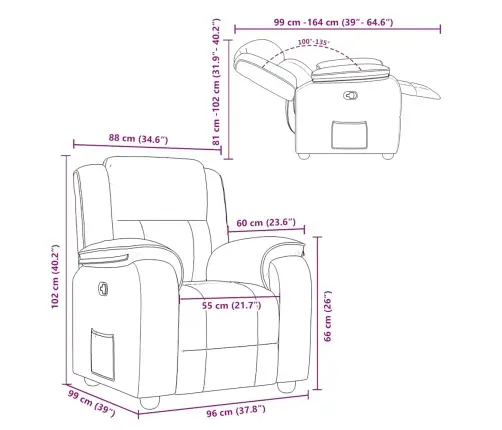 Atpūtas Krēsls, Atgāžams, Brūns Audums Vidaxl