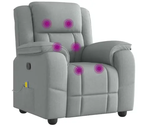 Atlošiamas Masažinis Krėslas, Šviesiai Pilkos Spalvos, Audinys