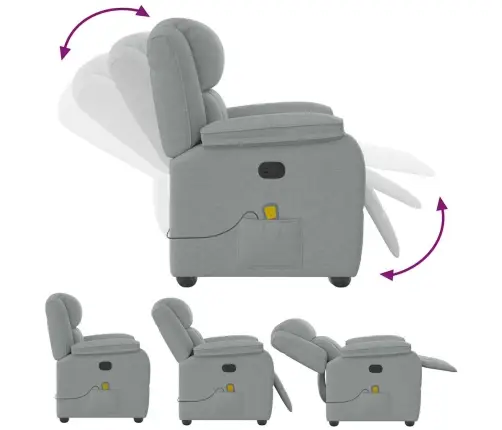 Atlošiamas Masažinis Krėslas, Šviesiai Pilkos Spalvos, Audinys