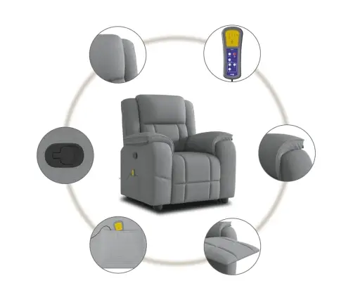 Atlošiamas Masažinis Krėslas, Šviesiai Pilkos Spalvos, Audinys