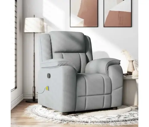 Atlošiamas Masažinis Krėslas, Šviesiai Pilkos Spalvos, Audinys