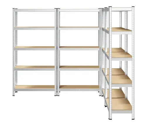 5-Līmeņu Plaukti, 4 Gab., Sudrabains Tērauds Inženierijas Koks Vidaxl