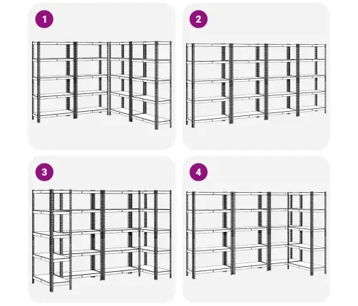 5-Līmeņu Plaukti, 4 Gab., Sudrabains Tērauds Inženierijas Koks Vidaxl