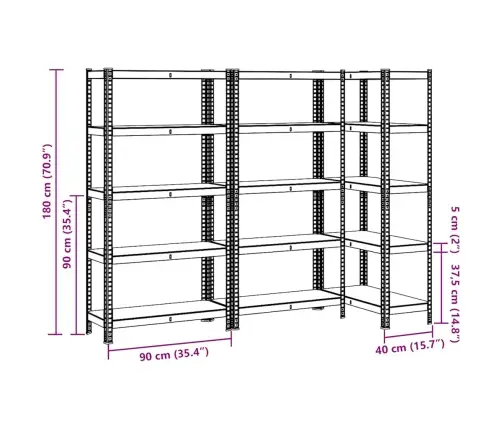 5-Kihilised Hoiuriiulid 3 Tk Sinine Teras Ja Tehispuit