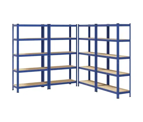 5-Līmeņu Plaukti, 4 Gab., Zils Tērauds Inženierijas Koks Vidaxl