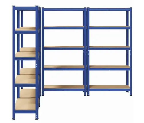 5-Līmeņu Plaukti, 4 Gab., Zils Tērauds Inženierijas Koks Vidaxl