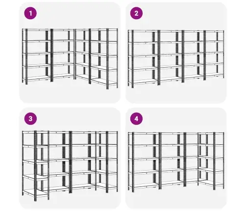 5-Līmeņu Plaukti, 4 Gab., Zils Tērauds Inženierijas Koks Vidaxl