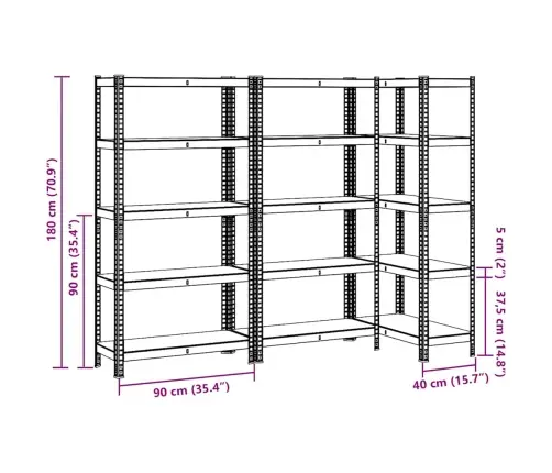 5 Sluoksnių Laikymo Lentynos 3 Vnt Antracito