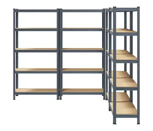 5-Līmeņu Plaukti, 4 Gab., Pelēks Tērauds Inženierijas Koks Vidaxl