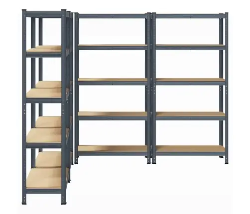 5-Līmeņu Plaukti, 4 Gab., Pelēks Tērauds Inženierijas Koks Vidaxl