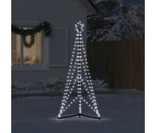 Led Ziemassvētku Eglīte 363 Led Auksti Balts 182 Cm Vidaxl