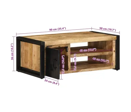 Kafijas Galdiņš, 90X50X36 Cm, Raupjš Mango Masīvkoks Vidaxl Kafijas Galdiņš, 90X50X36 Cm, Raupjš Mango Masīvkoks Vidaxl