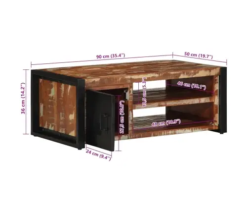 Kavos Staliukas, Įvairiaspalvis, 90X50X36 cm Perdirbta Mediena