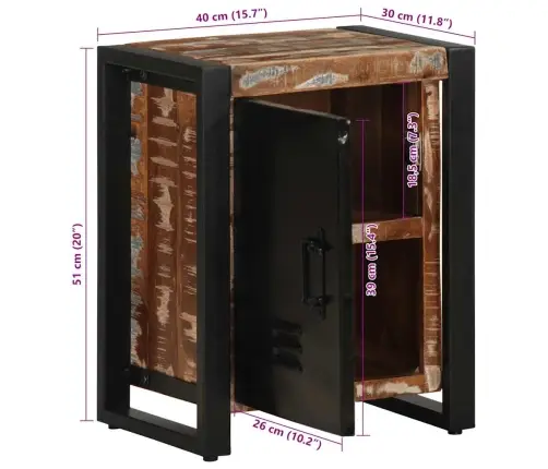 Naktinė Spintelė, 40X30X51cm Perdirbtos Medienos Masyvas