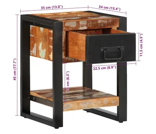 Öökapp, Mitmevärviline 35X34X45 Cm Taaskasutatud Täispuidust